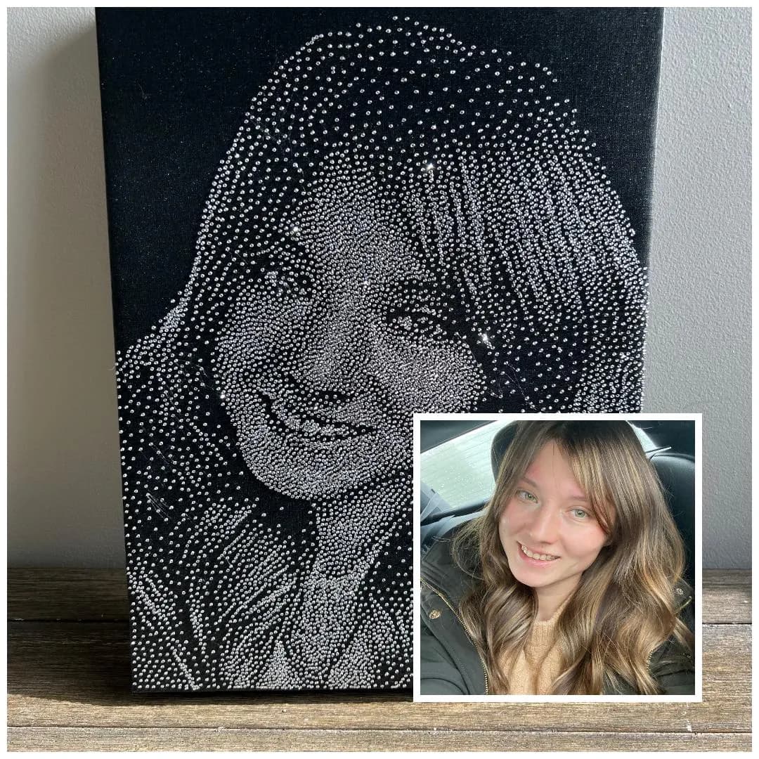 Custom crystal rhinestone portrait