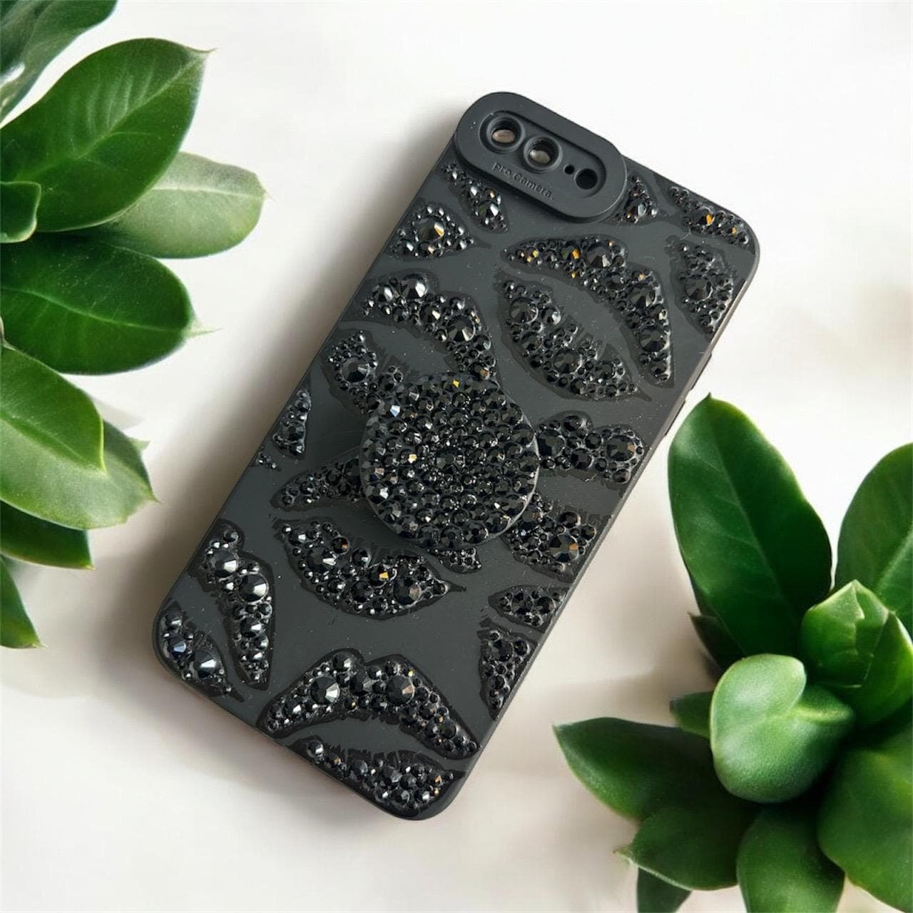 Black kiss rhinestone iPhone case — photograph 1 of 7