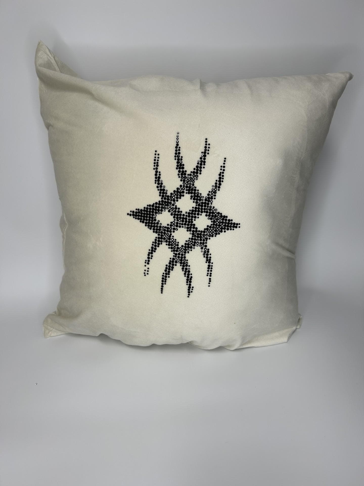 Decorative rhinestones throw pillow cover handmade abstract pattern — photograph 1 of 2