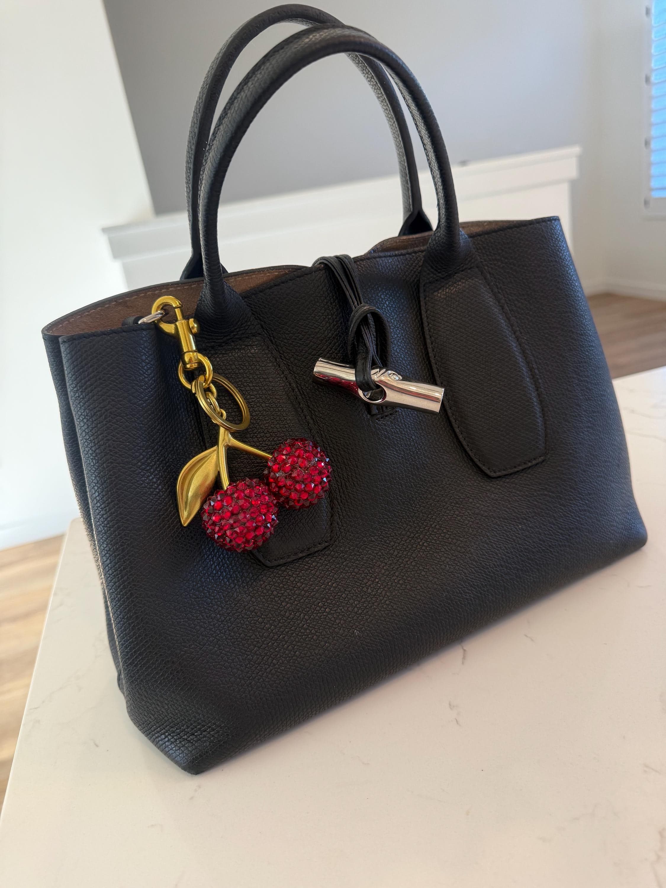 Luxury crystal cherry bag charm